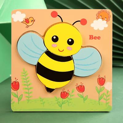 Inspired Finds 3D Wooden Animal Puzzle Early Learning Educational Toy For Toddlers & Kids bee