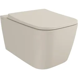 New Metropole Square QuantumFlush Wand-WC spülrandlos Sandbeige Matt mit Oberflächenveredelung Clean