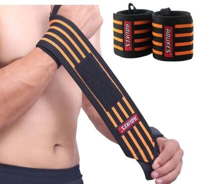 Useful Little Things Professional Heavy Duty Weightlifting Wrist Wraps Pair With Thumb Loop orange A