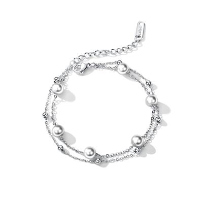 Perlenarmband FIRETTI "Schmuck Geschenk Armschmuck Armkette Perle", silber (edelstahlfarben, weiß), Armbänder, Damen, 21,5cm, Edelstahl Perlen, Edelstahl, Perlen, Perlenarmband, mit Perle (synth.)