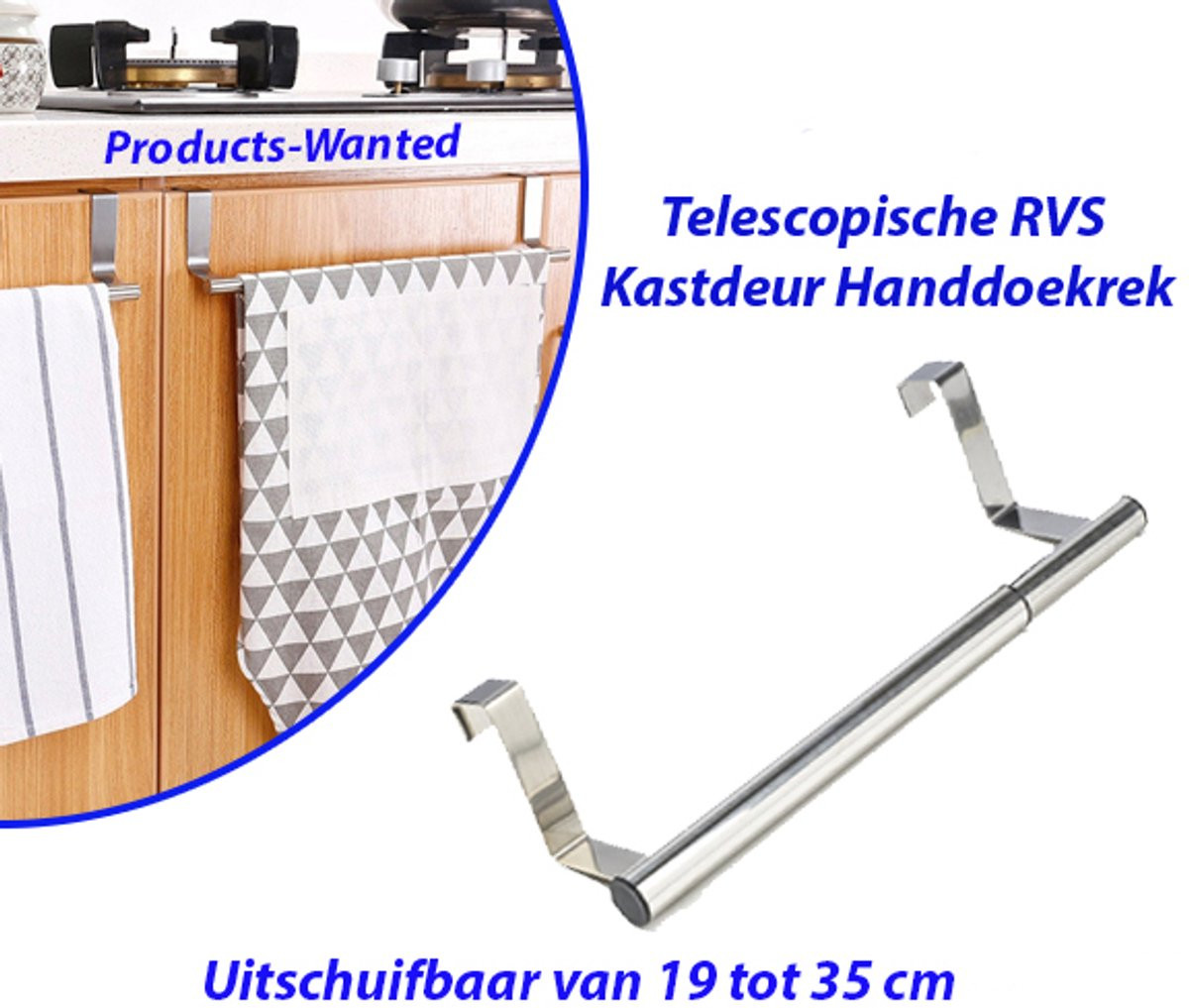 Set van 3 Telescopische RVS Kastdeur Handdoekrekken