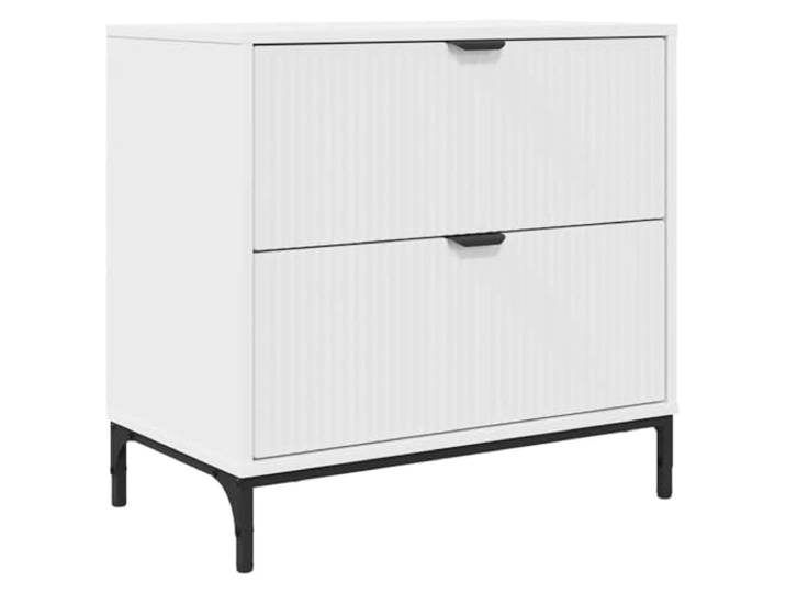 KUPTYERFG Nachttisch Weiß 63,5x36x61 cm Beistelltisch Holzwerkstoff Moderner Beistellschrank mit Schublade und stabilen Stahlbeinen für dein Schlafzimmer im schlichten Design.