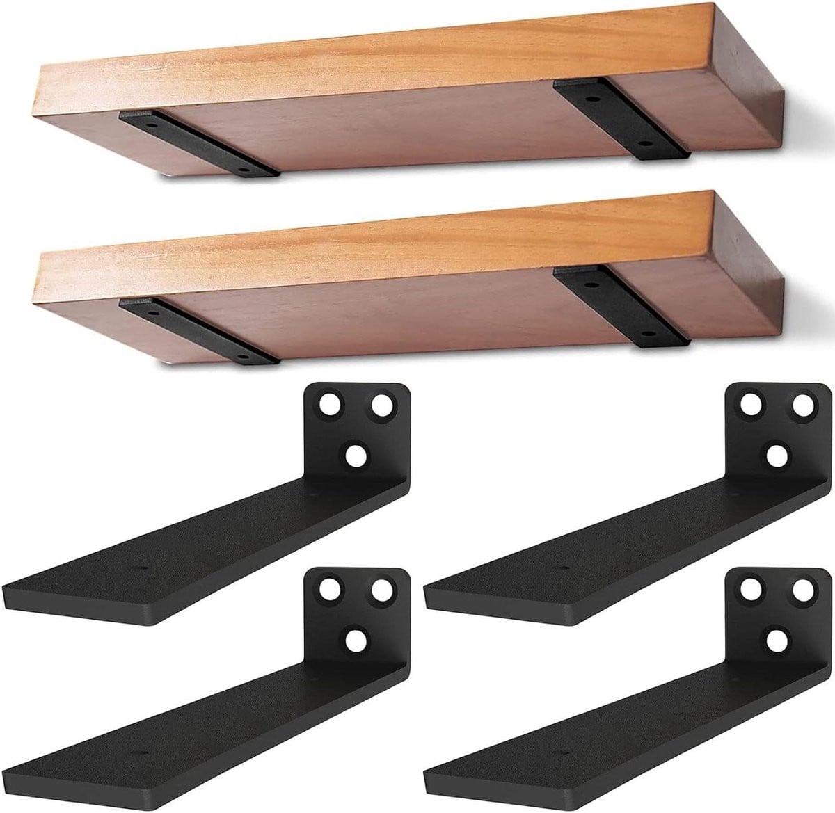 Zwevende Plankdragers Onzichtbare Beugels Zwart - 4 Stuks