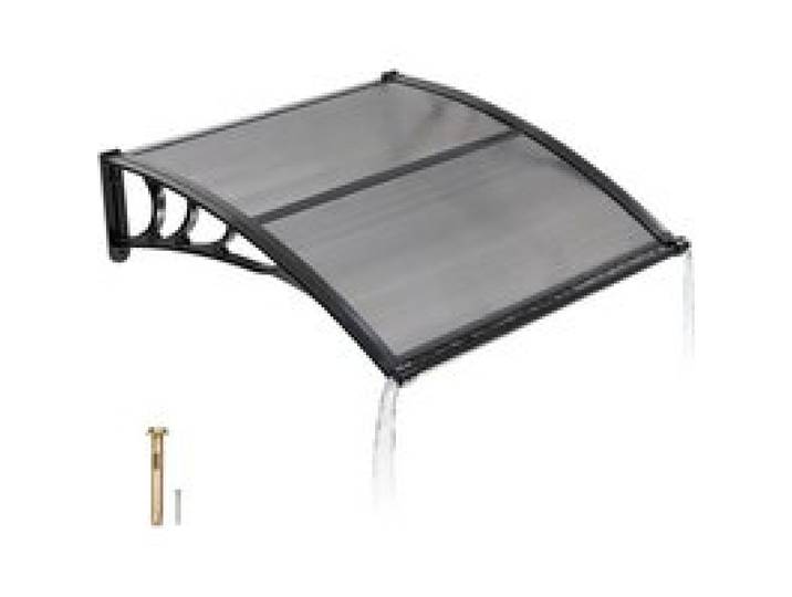 VEVOR Vordach für Haustür, 965x1017 mm, Pultbogenvordach, Überdachung mit Entwässerung & ABS-Halterung, Regen-, Schnee- & Sonnenschutz, Polycarbonat-Türdach für Veranda & Terrasse, Rauchgrau