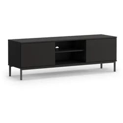 LOWBOARD Queba 2T Schwarz 150/50/41 cm – schwarzer TV Schrank breit