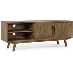 TV-Board Sherman aus Mangoholz, modernes Design, Natur, 2 Türen mit Magnetverschluss