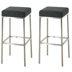 CLP 2er Set Barhocker Montreal 85 Stoff edelstahl   Farbe: dunkelgrau, Gestell Farbe: edelstahl