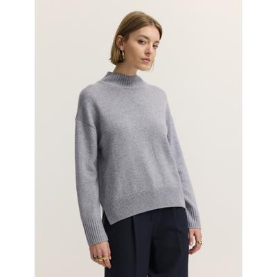 Rundhalspullover BUGATTI "Regular Fit", Damen, Gr. M, grau (230, grau), 100% Kaschmir, unifarben, regular fit, Rundhals, Pullover Rundhalspullover, Regular Fit Kaschmir