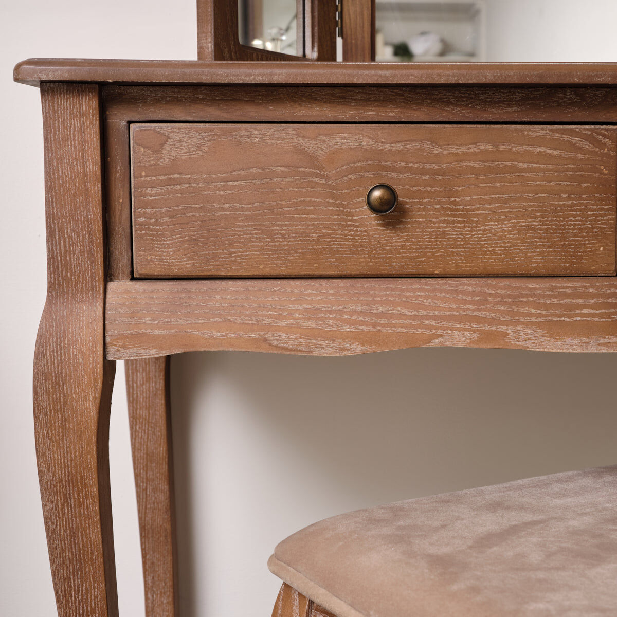 Dark Wood 2 Drawer Dressing Table - Ashwell Range Wood, Metal