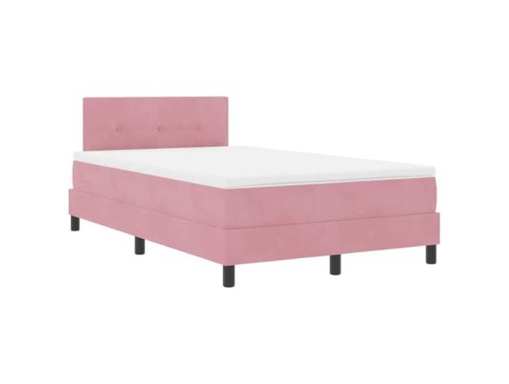 KTHLBRH Bett mit LED-Beleuchtung, Rosa, 120 x 200 cm, aus Samt Atmungsaktiver Samt, Kiefernholz, verstellbares Kopfteil, RGB-Lichter, Taschenfedern, Kunststoffbeine