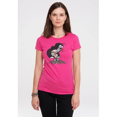 T-Shirt LOGOSHIRT "Der kleine Maulwurf", Damen, Gr. XS, pink, 100% Baumwolle, bedruckt, normal, Rundhals, Shirts T-Shirt, mit lizenziertem Originaldesign