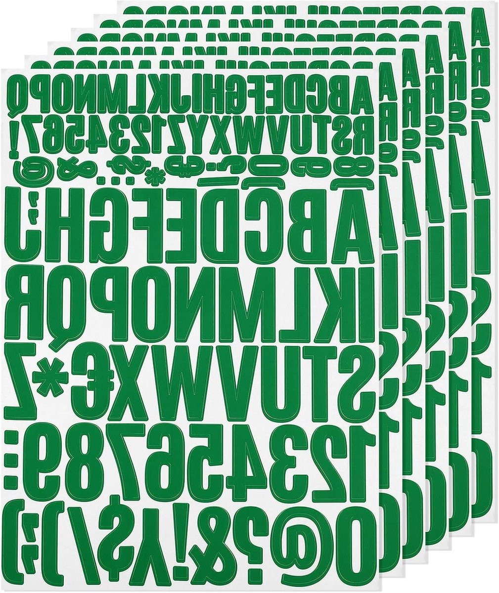 Set van 6 zelfklevende vinyl letters voor decoratieprojecten, waterafstotend, donkergroen