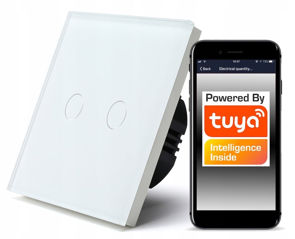 TUYA WiFi-schakelaar 2-polig wit met of zonder nulgeleider