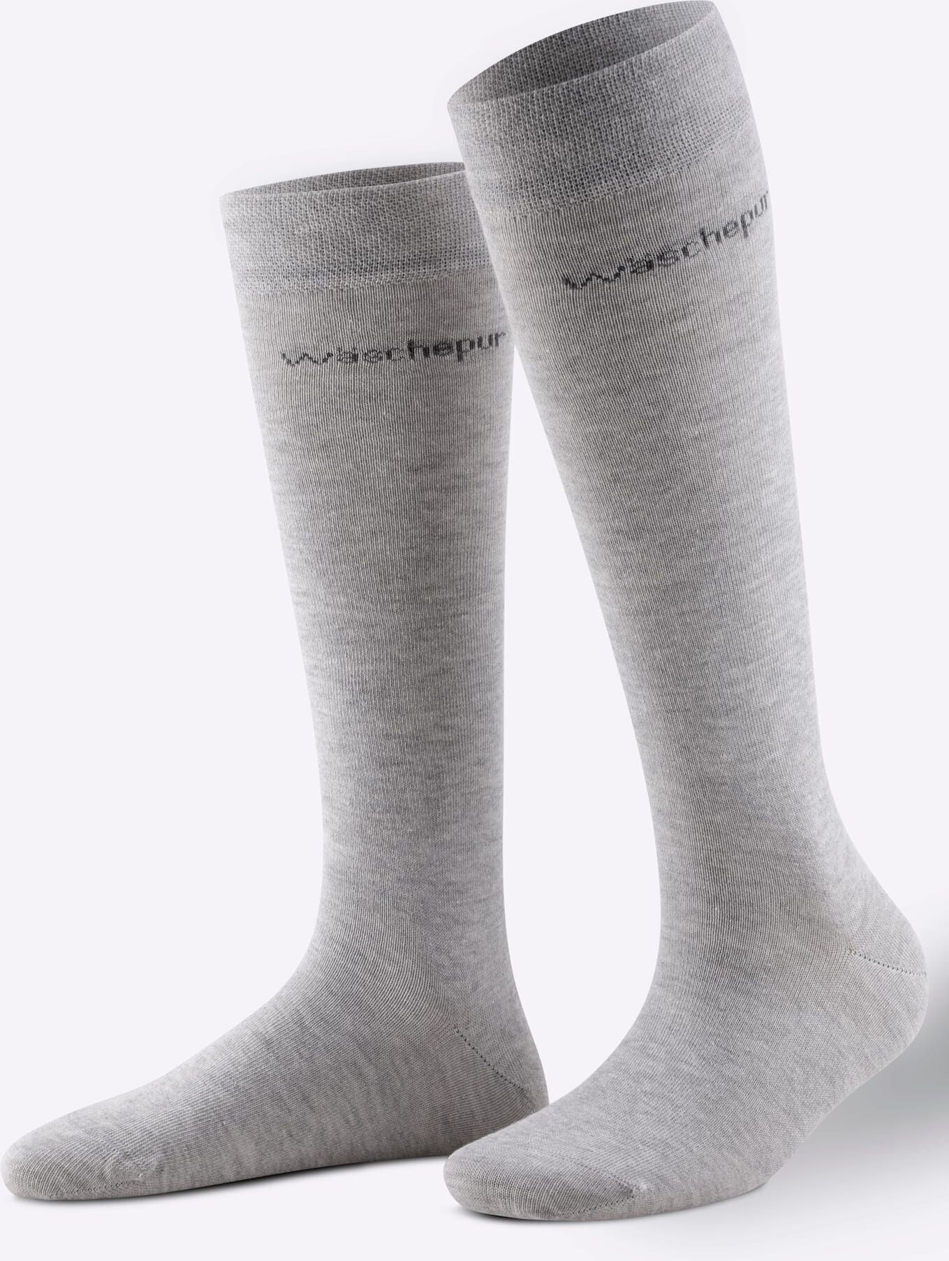 Kniestrümpfe WÄSCHEPUR, Damen, Gr. 3, grau (hellgrau), 78% Baumwolle, 20% Polyamid, 2% Elasthan, Socken Kniestrümpfe hellgrau 3