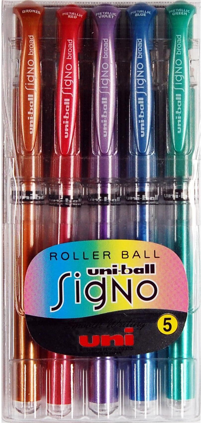 Gelschreiber "Uni Signo Broad 0.65 mm, 5 Stück", bunt, Stifte, Gelschreiber bunt Einheitsgröße