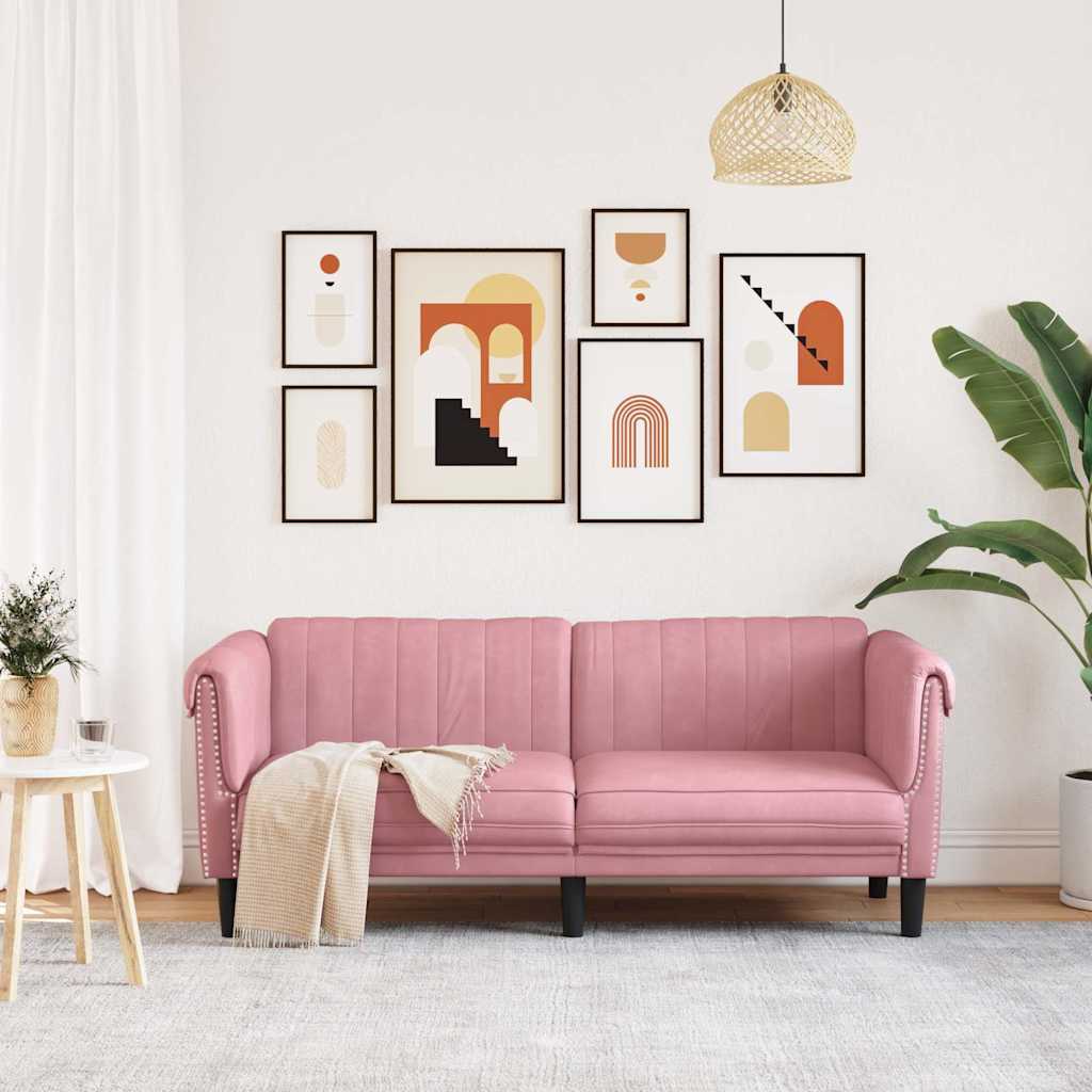 vidaXL Canapé à 2 places rose velours