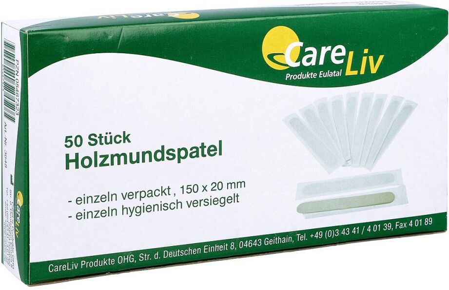 Careliv Produkte Holzmundspatel einzeln verpackt