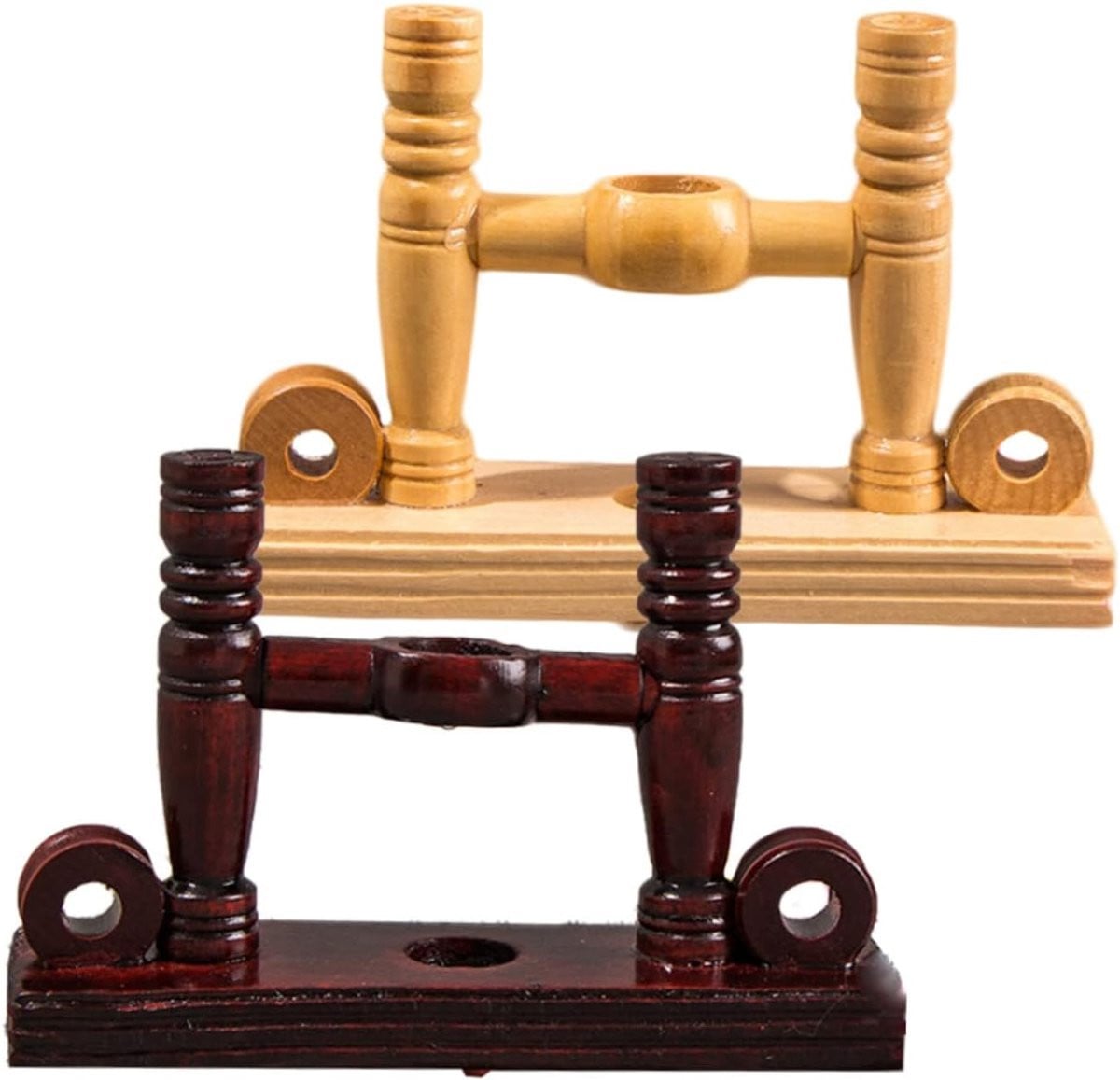 Set van 2 decoratieve vouwwaaierhouders van hout in gemengde kleuren