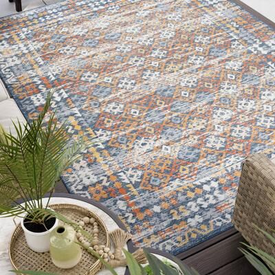 Alise Rugs Alfresco Nautical & Coastal Border Reversible Indoor/Outdoor Area Rug
