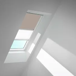 VELUX Verdunkelungsrollo Duo DFD Helltaupe/Weiß 4580, P04, Aluminiumschiene,GGU,Manuell,VELUX