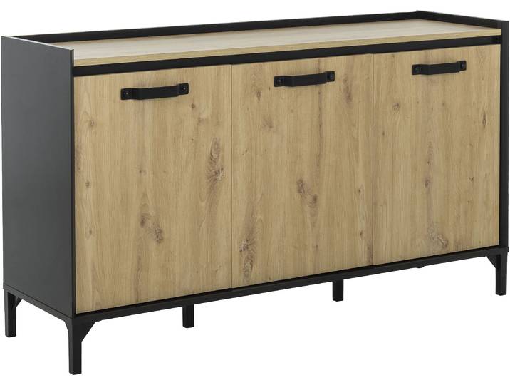 Sideboard GAMI CAMDEM , braun (eiche artisan, schwarz), B:136cm H:78cm T:41cm, Spanplatte, Sideboards, Sideboard, Optimierter Stauraum