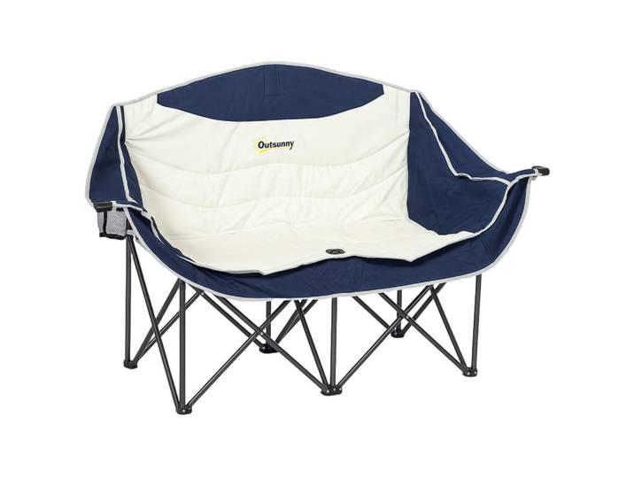 Outsunny Campingstuhl Metall Oxfordstoff Blau, 50x90x143 cm, Gartenmöbel, Gartensessel, Gartenstühle