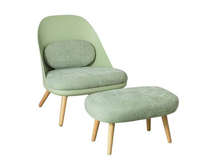 SoBuy FST63-GR Einzelsessel mit Hocker und Rückenkissen Relaxsessel Loungesessel Fernsehsessel Lesesessel mit Massivholzfüßen Mintgrün