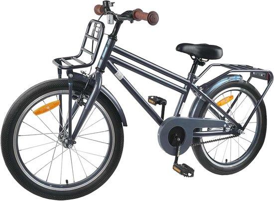 Kinderfahrrad 18 Zoll - Jungefahrrad, Mädchenfahrrad - Sicheres Fahren - Stahlrahmen - 18 Zoll - Dunkelgrau