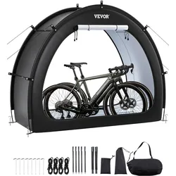VEVOR Fahrradzelt, 1 bis 2 Fahrräder, geräumige Fahhrradgarage mit belüftetem Fenster, fächerförmige Fahrradschuppe mit hochfestem Fiberglas & Doppelreißverschlüssen, 1706x2011x792 mm
