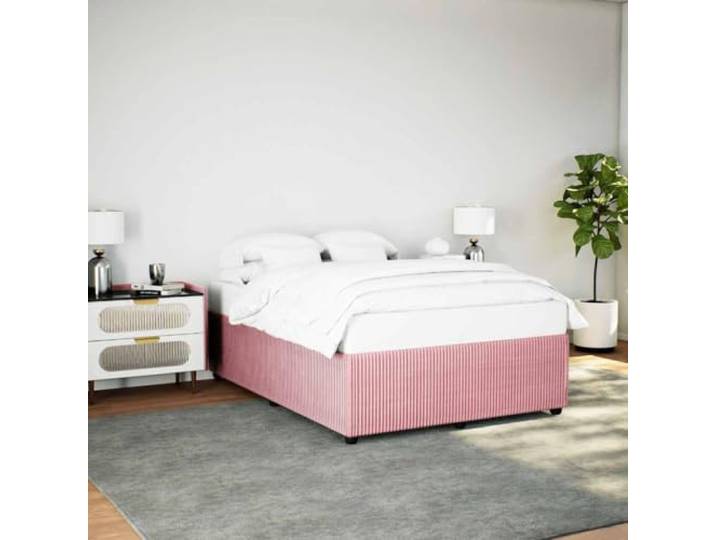 RJPLMFV Bettgestell, Velours, Rosa, 140 x 200 cm, ohne Matratze Lattenrost inklusive, weicher Stoff, robuste Füße, Komfort für das Schlafzimmer
