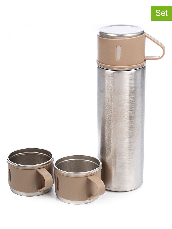 DAM 4tlg. Isolierflaschen-Set in Silber/ Beige - onesize