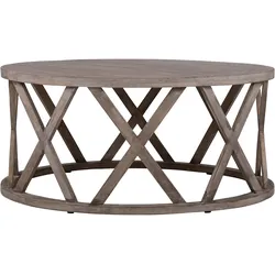 COUCHTISCH Ø100x45 cm rund Natur handgefertigt aus Mangoholz