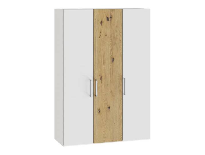 Drehtürenschrank Atlantis, Byyu, wildeiche bianco/glas bianco matt