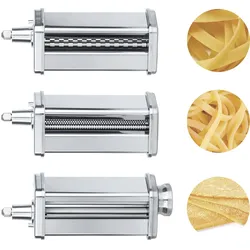 H.Koenig Zubehör KM3 Nudelmaschine für professionelle Knetmaschine KM120/KM124/KM126/KM128, Laminoire für frische Pasta, Spaghetti, Tagliatelle