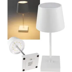 ChiliTec 23764 LED Tischleuchte 1,6W 128lm 3000K Warmweiß, stufenlos dimmbar, Touch, 26cm, Weiß, 3x AAA
