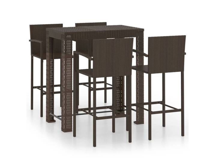 vidaXL 5-tlg. Garten-Bar-Set mit Armlehnen Poly Rattan Braun