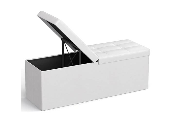 Banc de rangement pliable 110 x 38 x 38 cm blanc