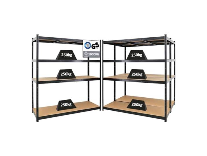 PROREGAL Mega Deal 3X Schwerlastregal Taurus XL mit TÜV/GS Zertifizierung 180x160x60cm mit Fachlast 250kg Schwarz Kellerregal, Steckregal, Garagenregal, Lagerregal