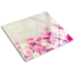 GLASPLATTE 60x52 cm Wildrosenblüten