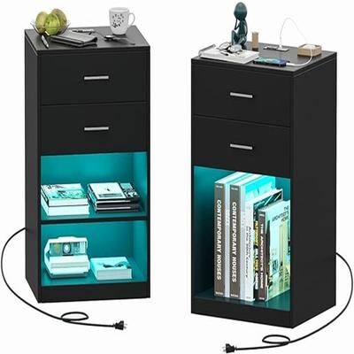 No Nightstand Set of 2 with LED Light