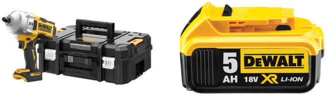 Set DeWalt Akku-Schlagschrauber 1/2 Zoll,18 V Basisversion + DeWalt 18,0V / 5,0 Ah Ersatz-Akku