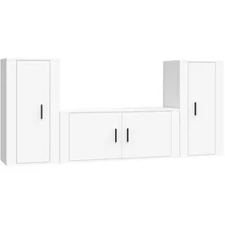 vidaXL 3-tlg. TV-Schrank-Set Weiß Holzwerkstoff