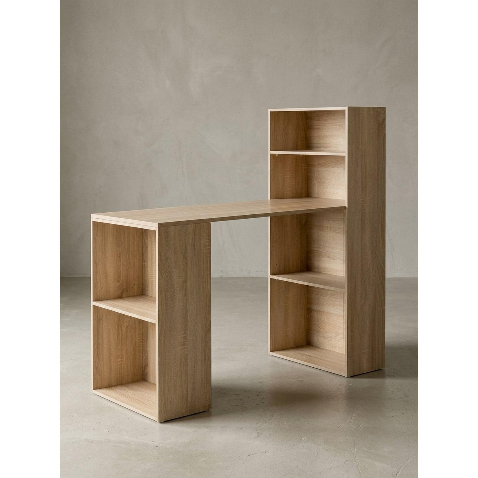 Schreibtisch Mit Regal Ablagefächer Modern Holz, Sonoma 53x120x120 cm