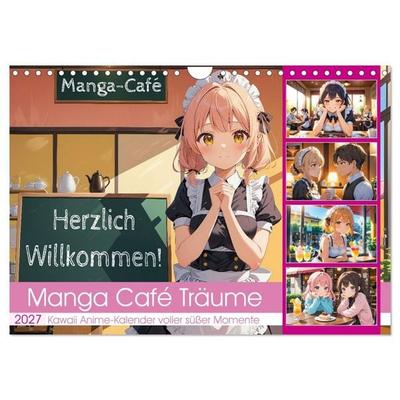 Manga Café Träume - Kawaii Anime-Kalender voller süßer Momente (Wandkalender 2027 DIN A4 quer), CALVENDO Monatskalender
