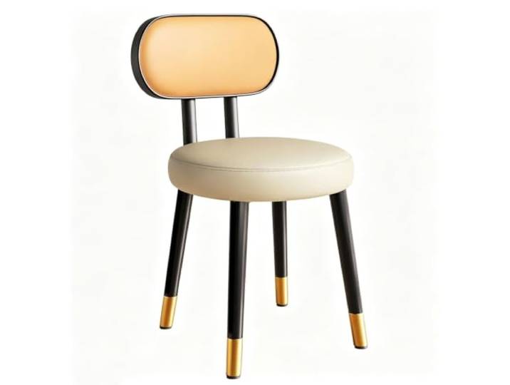 Moderner Esszimmerstuhl, Runder Schminkhocker, Mehrzweck-Akzentstuhl Bequemer Schminkstuhl Mit Rückenlehne, Beinen Aus Kohlenstoffstahl, For Schminktisch(Orange+Gray)