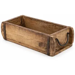 Gravidus Deko Holzkiste Ziegelform aus recyceltem Holz mit Metallgriff 33x16 cm