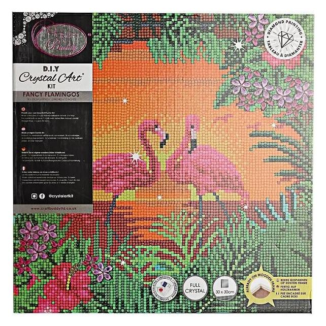 Craft Buddy Fancy Flamingoes, 30x30cm Crystal Art Kit (14761381)