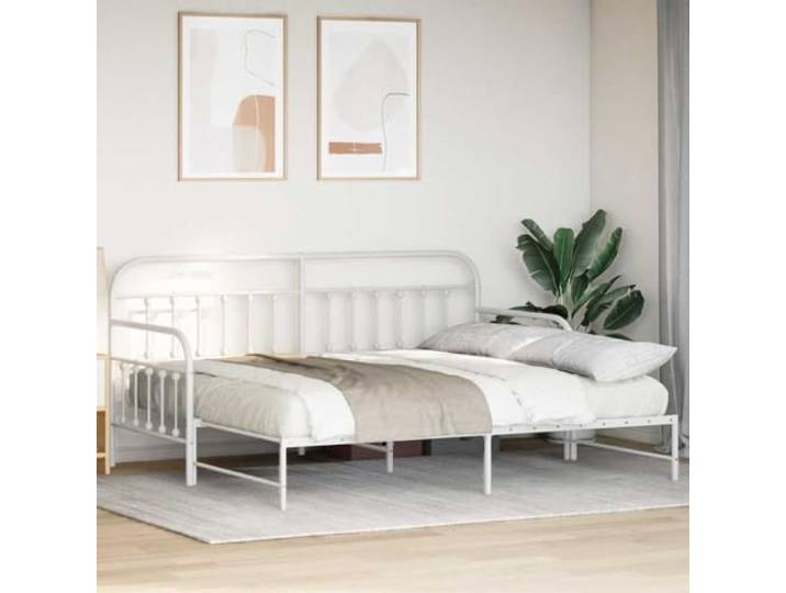 KTHLBRH Gestell Daybed weiß 90 x 190 cm Stahl Fester Lattenrost, modernes Design, einfache Reinigung, Verwendung als Sofa oder Bett