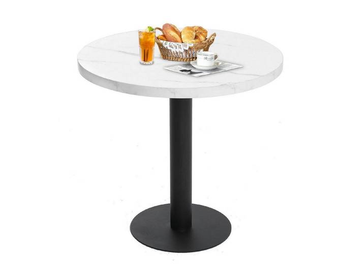 LuxusKollektion Esstisch Tisch Marmoroptik MDF Metallgestell Küche Runder Esstisch 80cm Weiß (1-St)