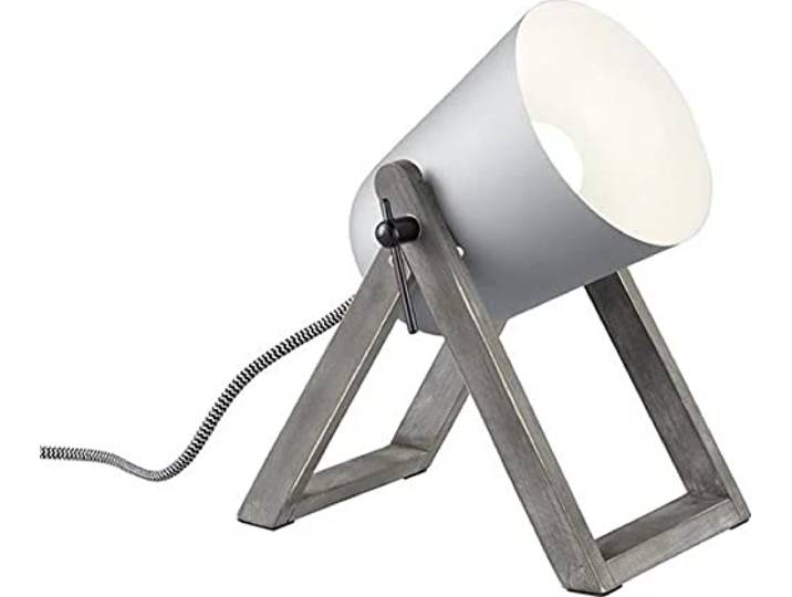 Reality\, Lampe de table\, Marc\, Metale\, Gris\, Corps: Bois naturel\, Gris\, 1xE27\, max.25\,0 W